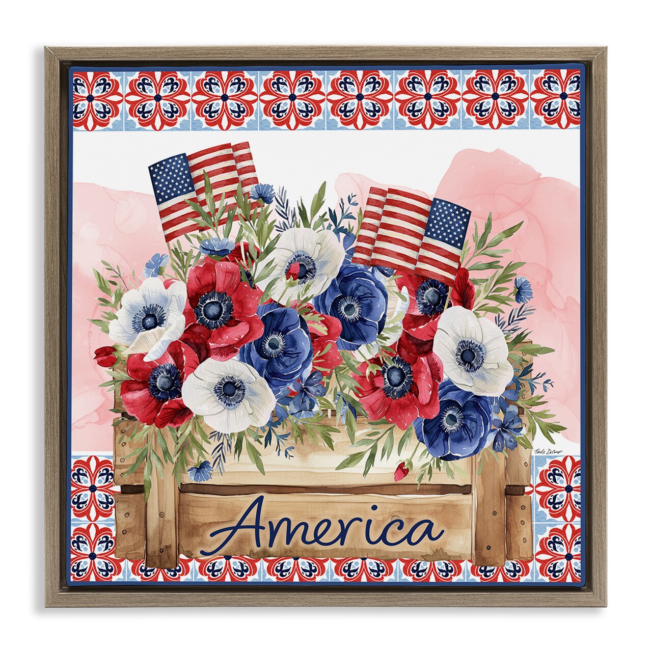 Stupell Industries Patriotic Poppies Bouquet Floating Frame, design by Nicole DeCamp